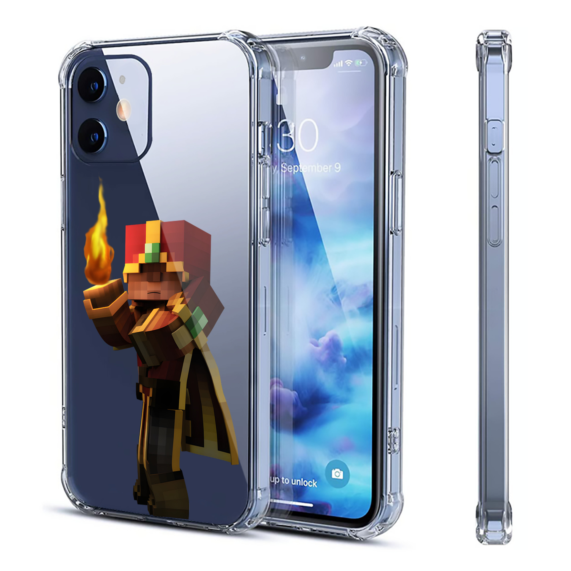 （画像用） マインクラフト ブロックの世界 Minecraft MC Block world 【iPhone 12シリーズ対応】透明スマホケース（クリアソフトケース）